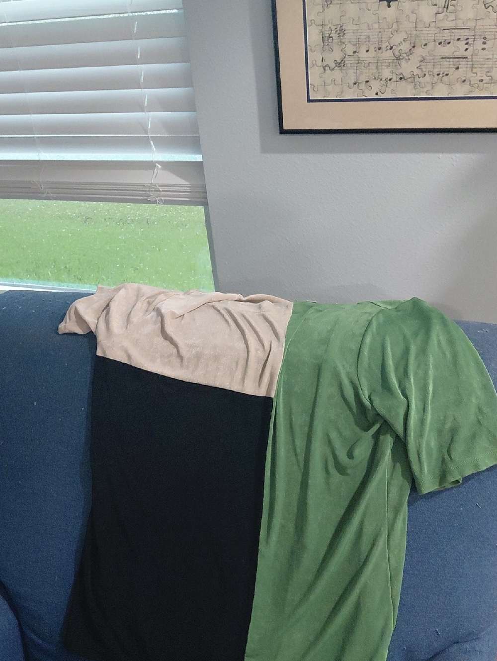 Chico's Green, Black & Cream Colorblock Short-Sleeve Tee